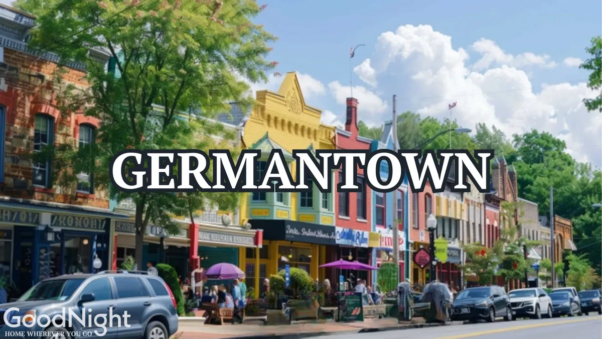 A lively exterior streetscape with colorful storefronts and people enjoying outdoor seating, representing the energy and accessibility of Nashville’s entertainment districts.