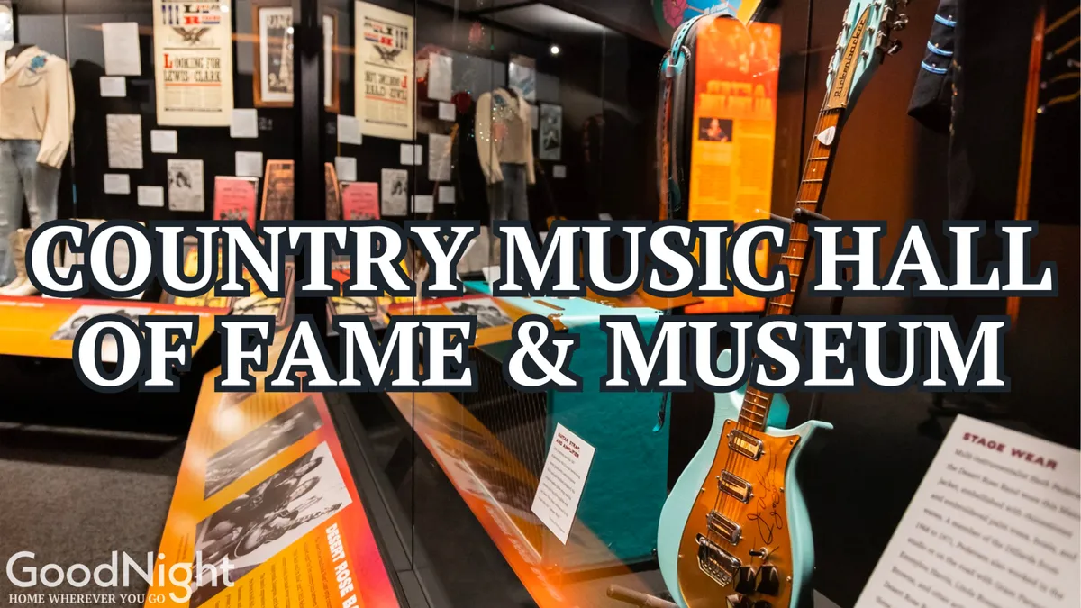 Inside the Country Music Hall of Fame, displays of stage wear, guitars, and historical memorabilia invite visitors of all ages to interact with Nashville’s rich music history. The image captures an atmosphere of discovery and engagement, with exhibits designed to be both educational and fun.